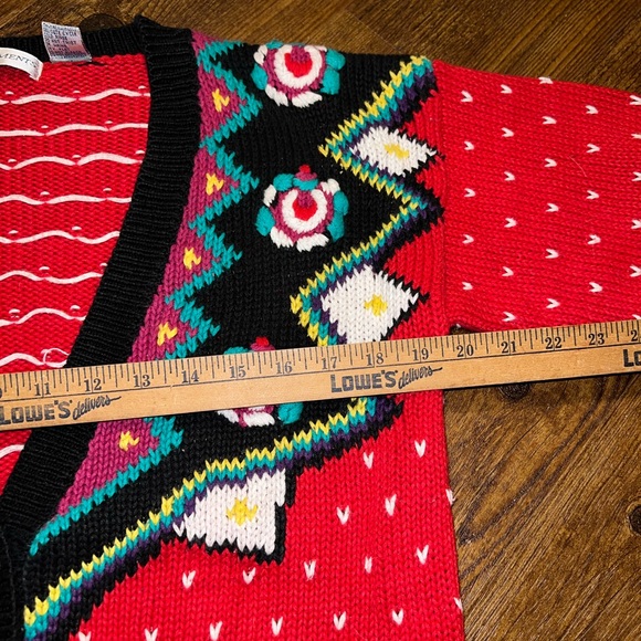 Complements 90s Retro Red Colorful Knit Button Up Cardigan Sweater Size S - Picture 13 of 14